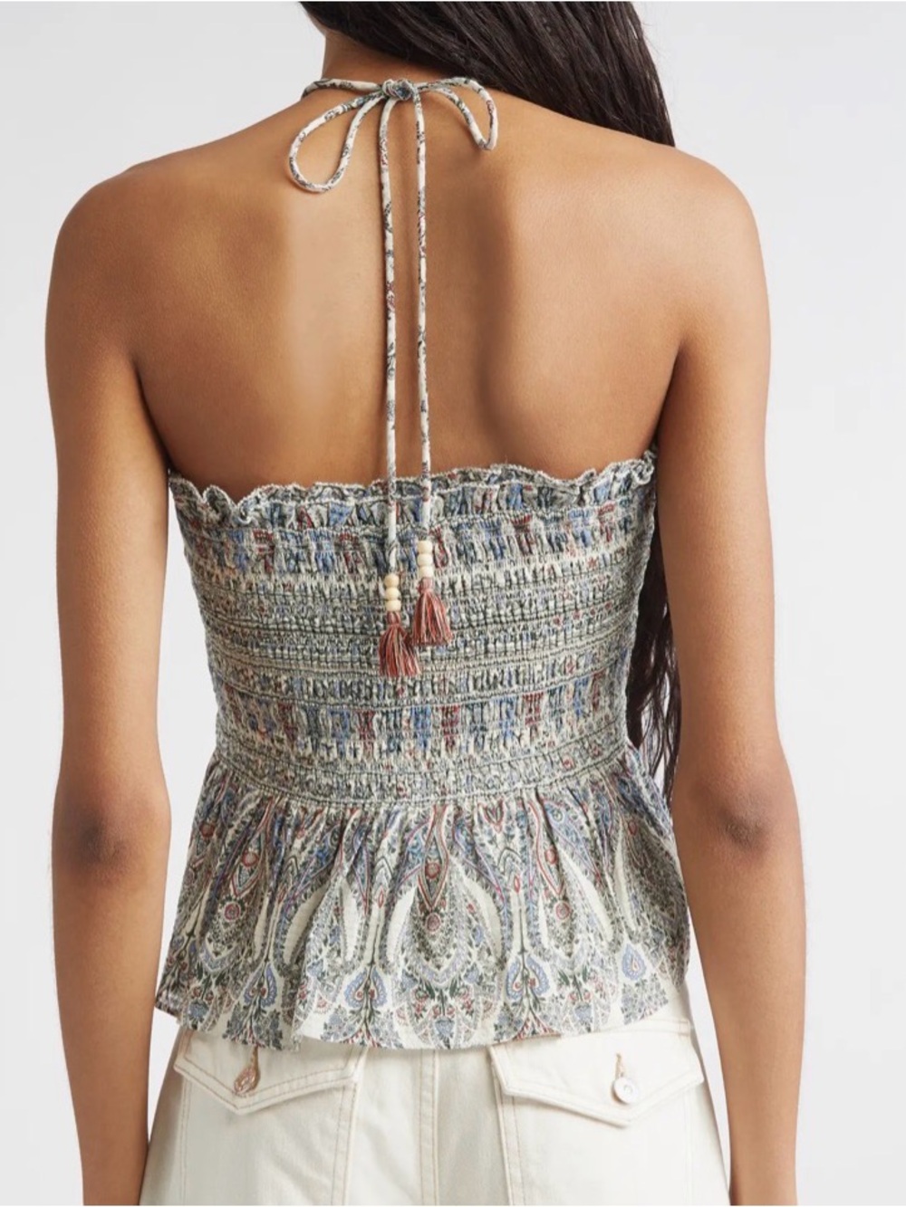 Veronica Beard NWT Damsey smocked peplum paisley top - Picture 8 of 11